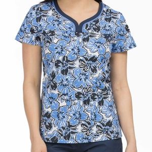 MC2 Blue Floral Scrub Top